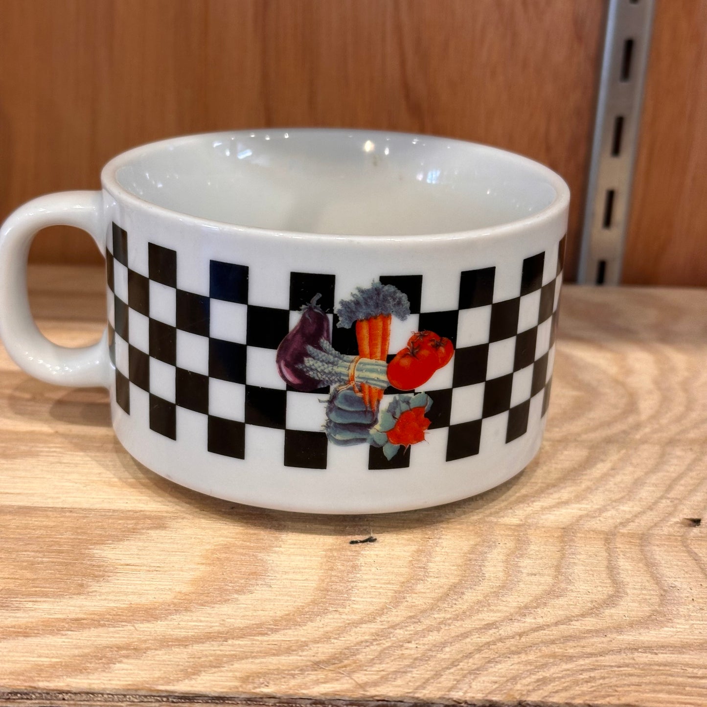 VINTAGE MUG CUP - Checker & Vegetables