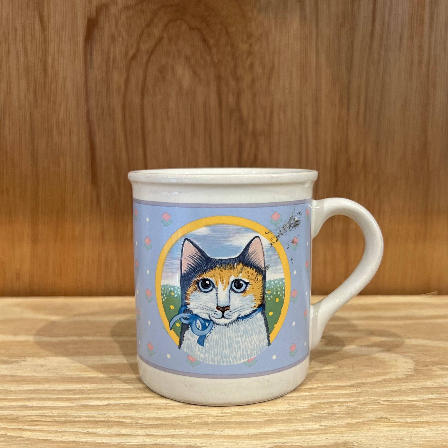 VINTAGE MUG CUP - CAT IN THE CIRCLE