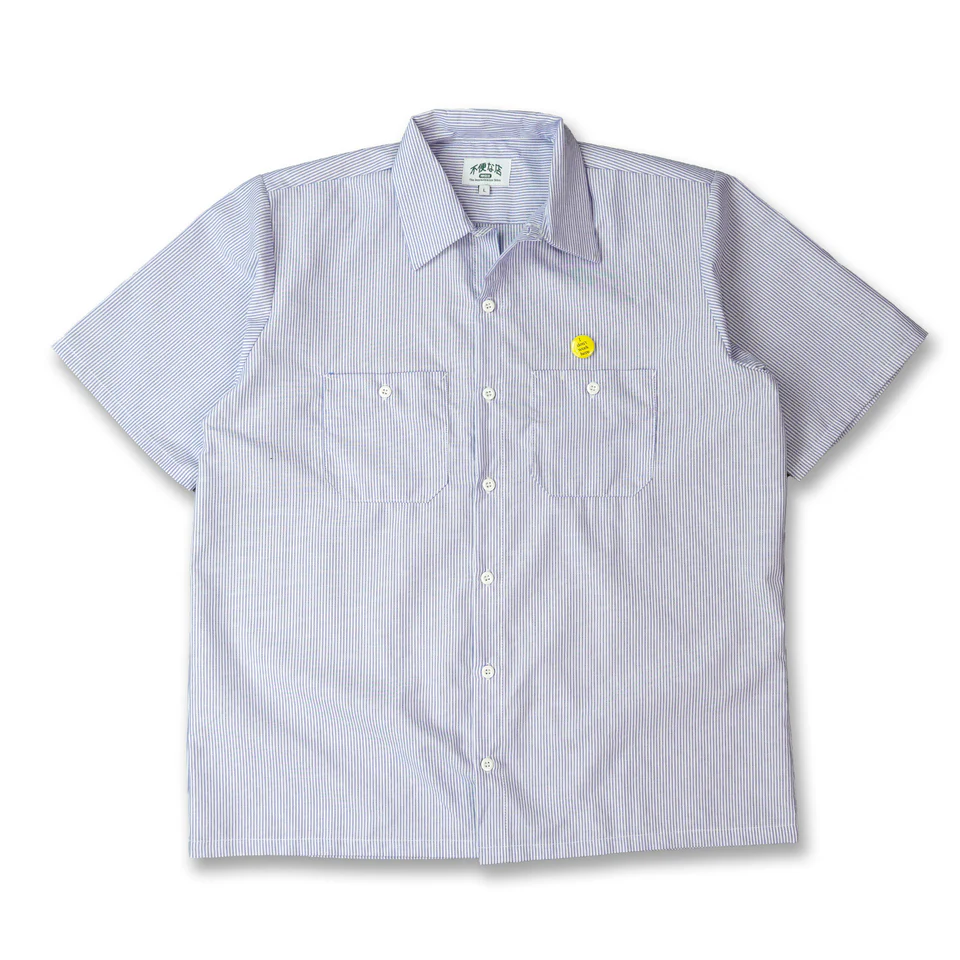 TIS CROPPED STRIPED WORK SHIRT