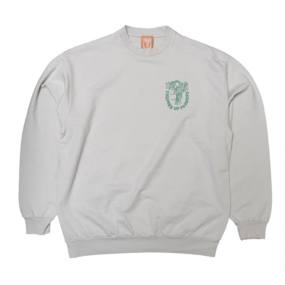 THUMBS UP FLOWERS LOGO SWEATSHIRT -CEMENT