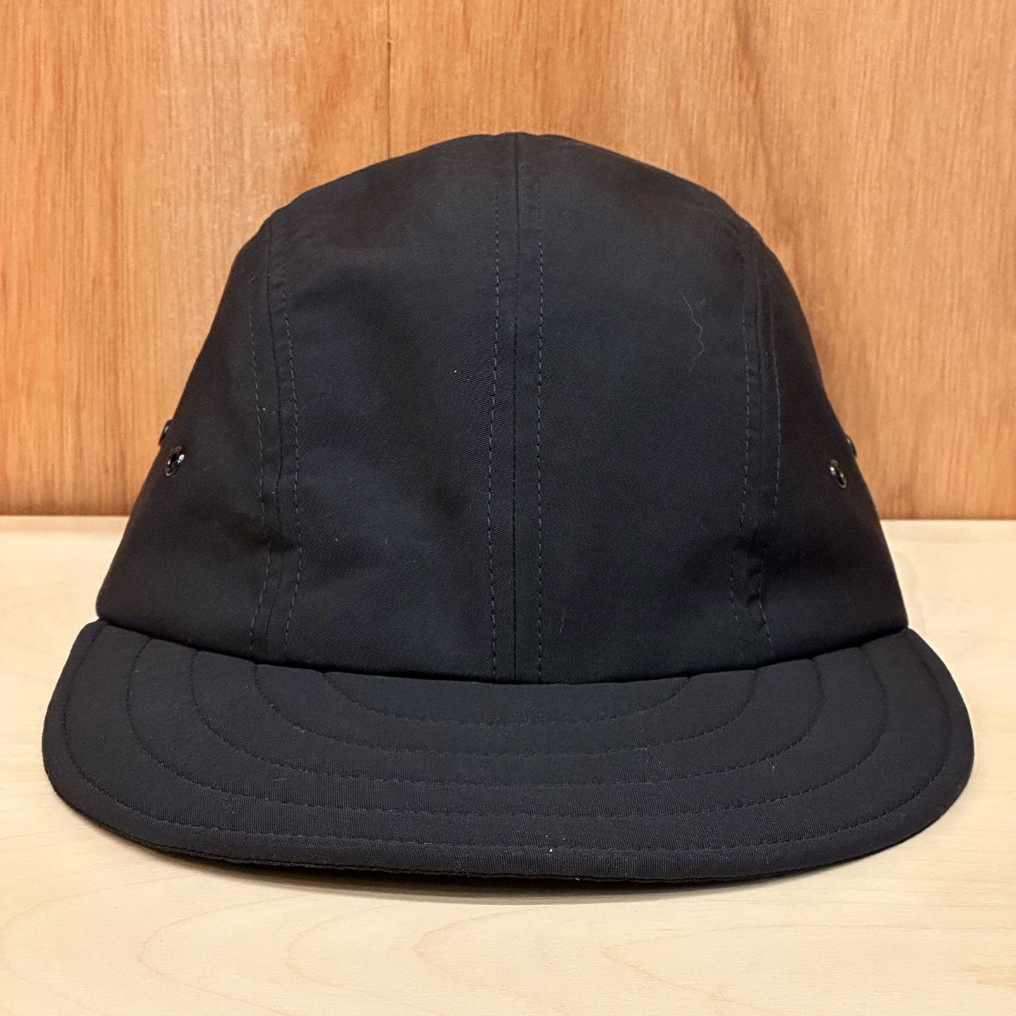 LONG BILL 4 PANEL HAT BY M.I.T BLACK SUPPLEX NYLON