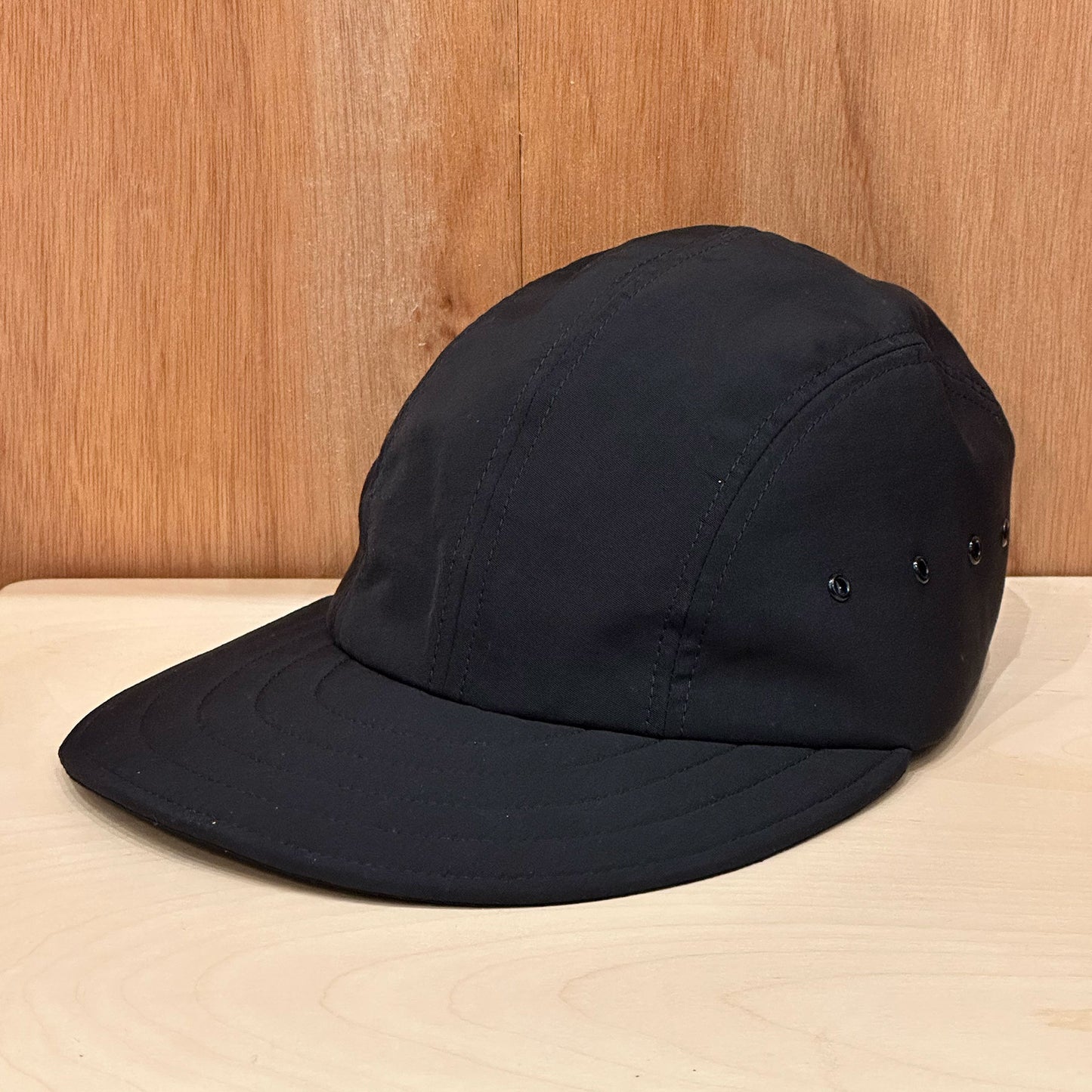 LONG BILL 4 PANEL HAT BY M.I.T BLACK SUPPLEX NYLON