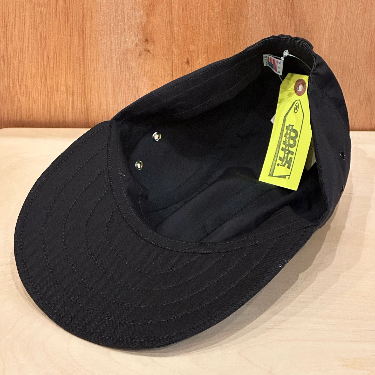 LONG BILL 4 PANEL HAT BY M.I.T BLACK SUPPLEX NYLON