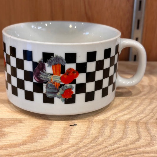 VINTAGE MUG CUP - Checker & Vegetables