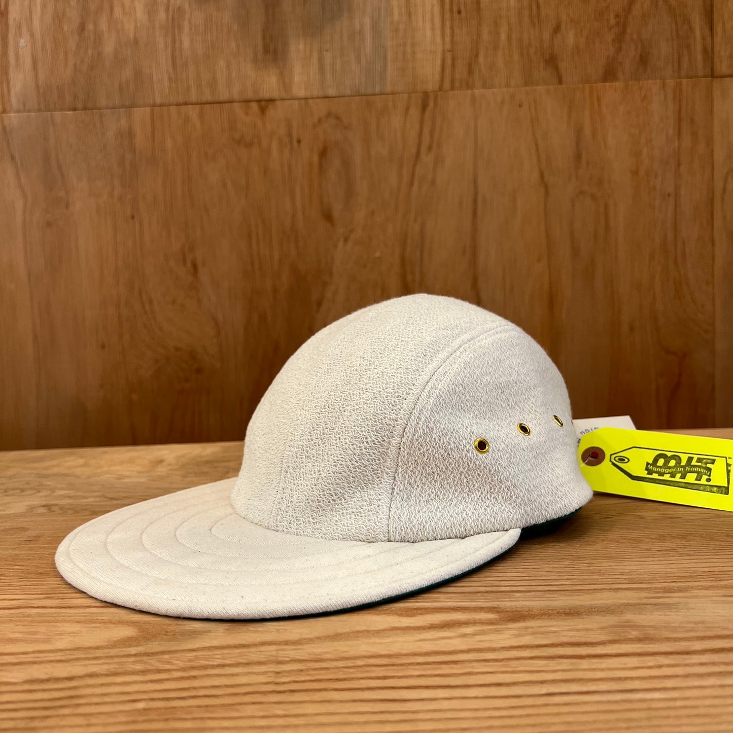 LONG BILL 4 PANEL HAT  BY M.I.T FRENCH TERRY OFF WHITE