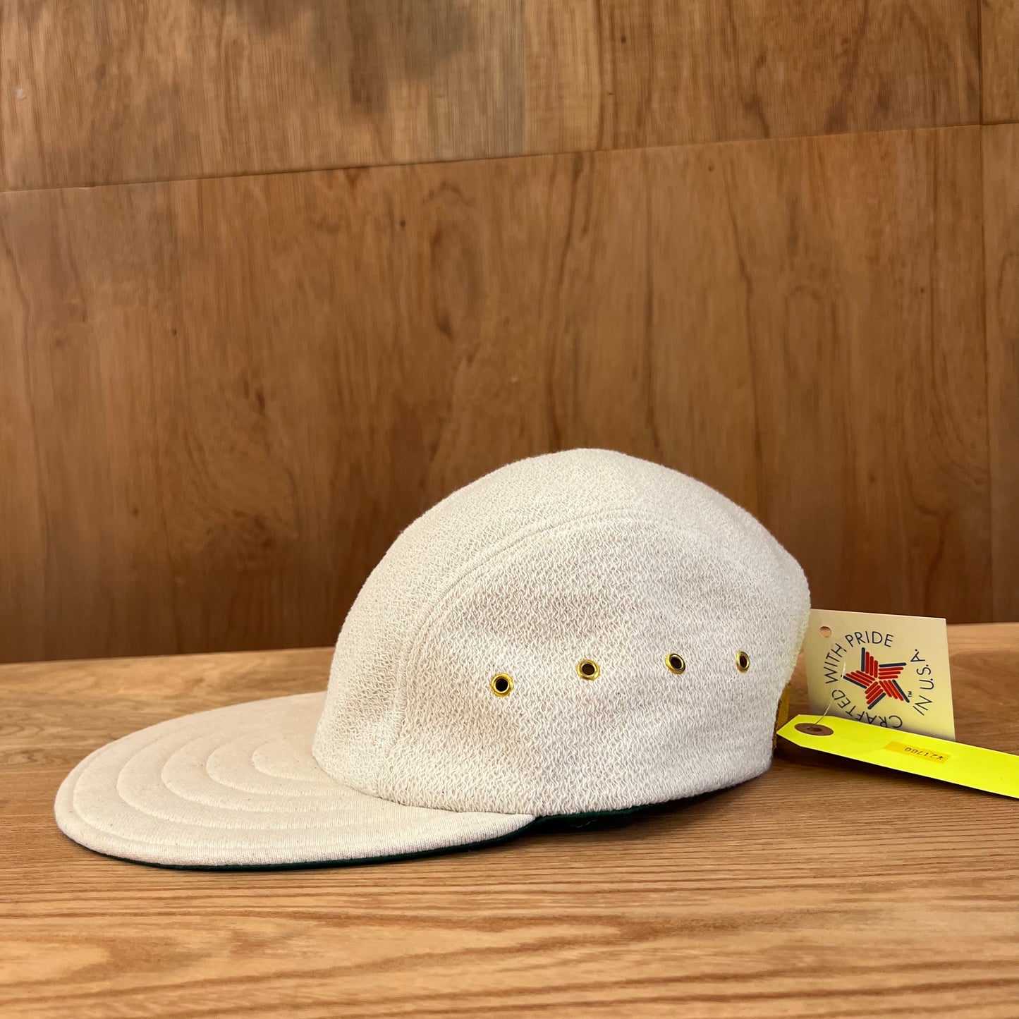 LONG BILL 4 PANEL HAT  BY M.I.T FRENCH TERRY OFF WHITE