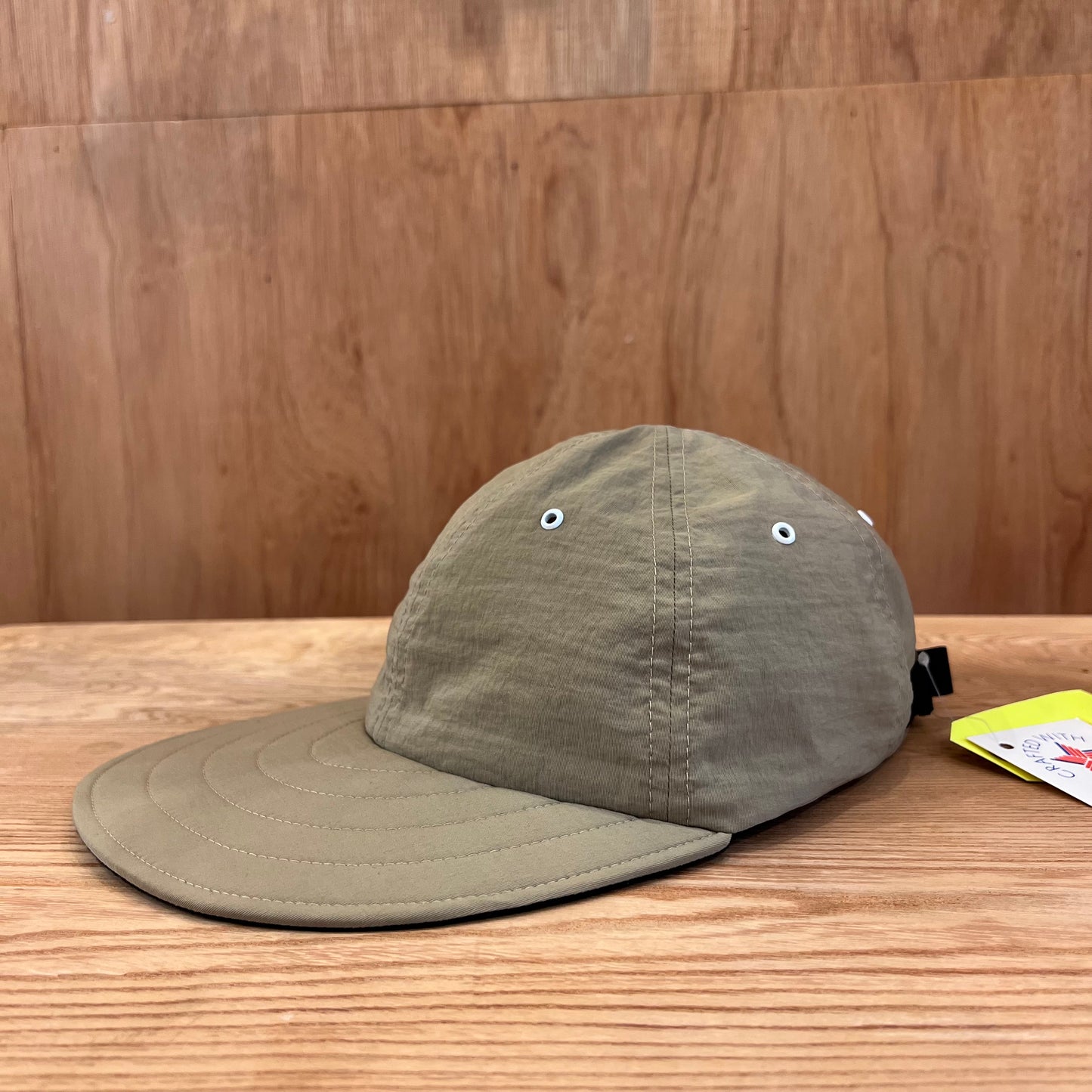 LONG BILL 6 PANEL HAT BY M.I.T NYLON KHAKI