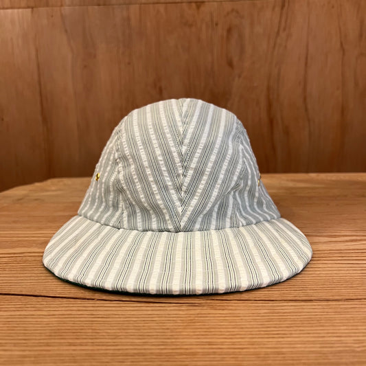 LONG BILL 4 PANEL HAT BY M.I.T GREEN STRIPE