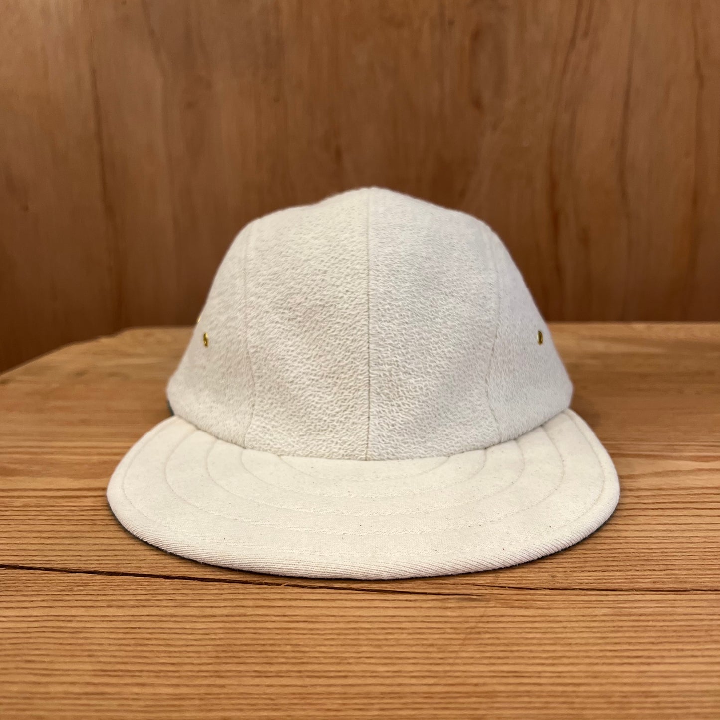 LONG BILL 4 PANEL HAT  BY M.I.T FRENCH TERRY OFF WHITE