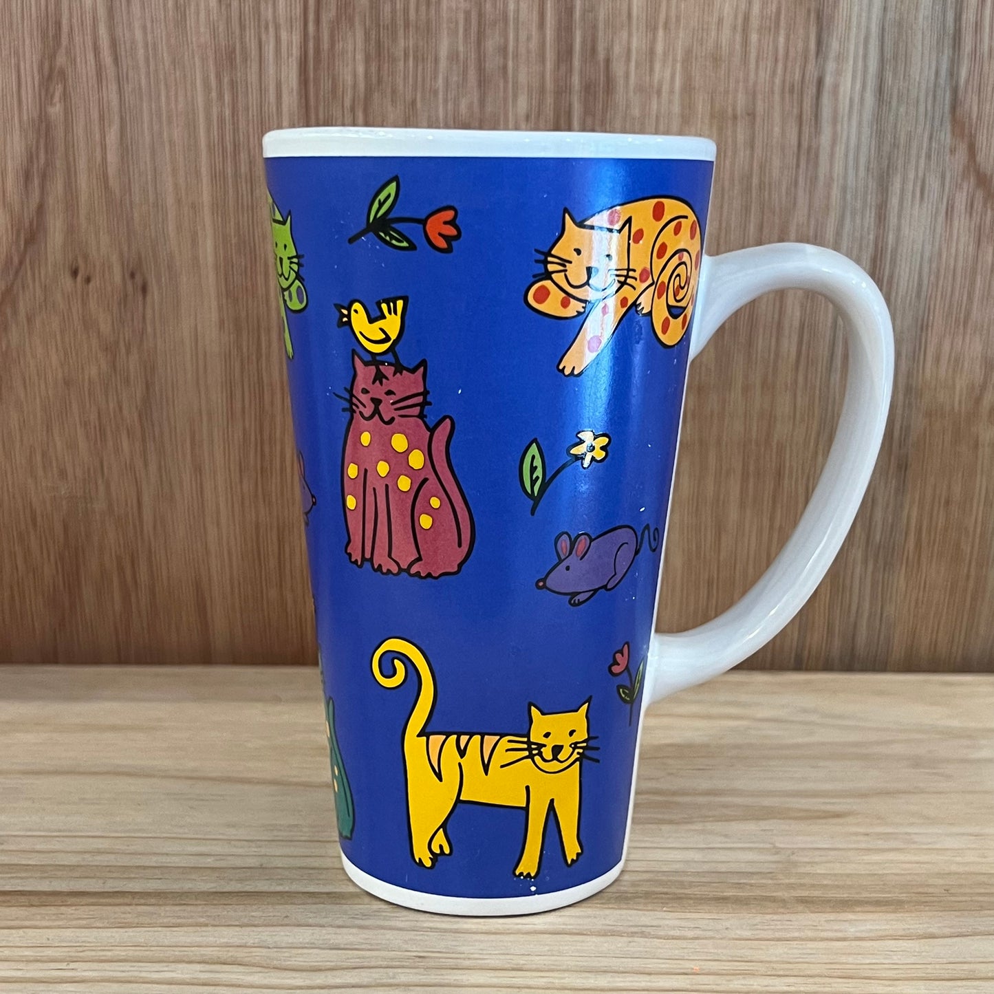 VINTAGE MUG CUP - CATS AROUND BLUE