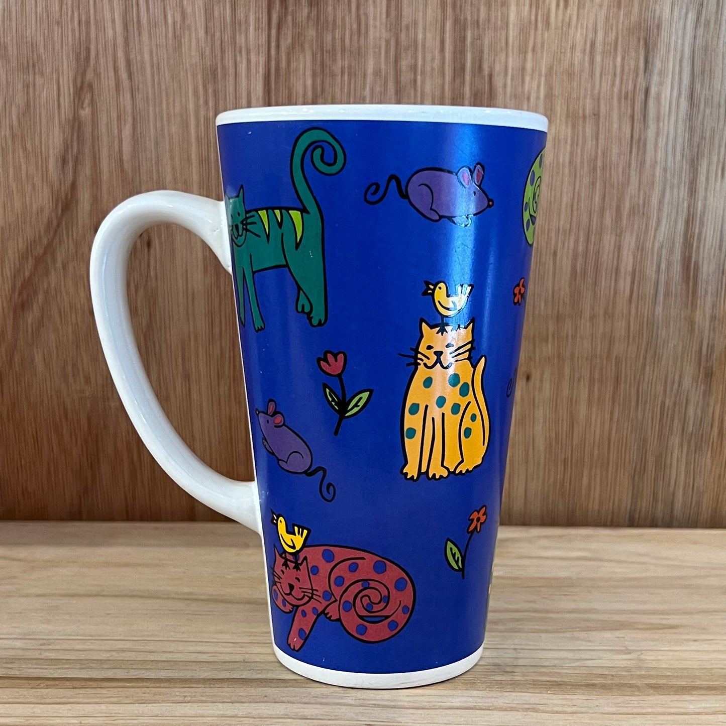 VINTAGE MUG CUP - CATS AROUND BLUE