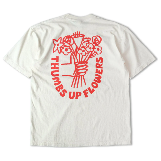 THUMBS UP FLOWERS LOGO T-SHIRT -CREAM