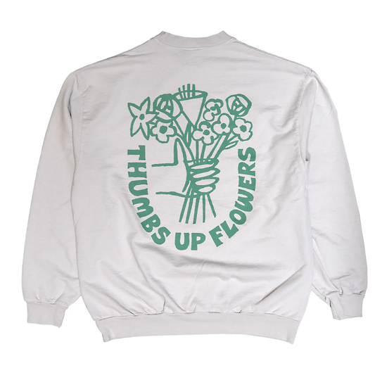 THUMBS UP FLOWERS LOGO SWEATSHIRT -CEMENT