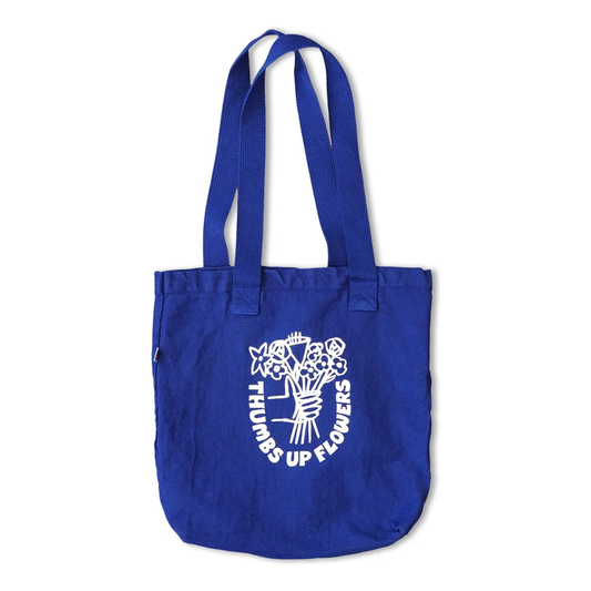 THUMBS UP FLOWERS SMALL TOTE BLUE