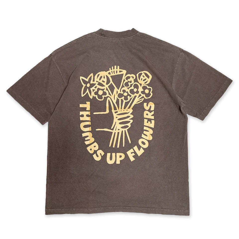 THUMBS UP FLOWERS LOGO T-SHIRT -CLOVE